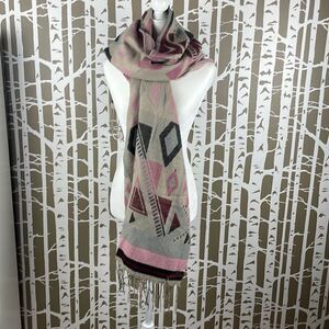 Western Geometric Oversized Fringe Trim Scarf Shawl Wrap